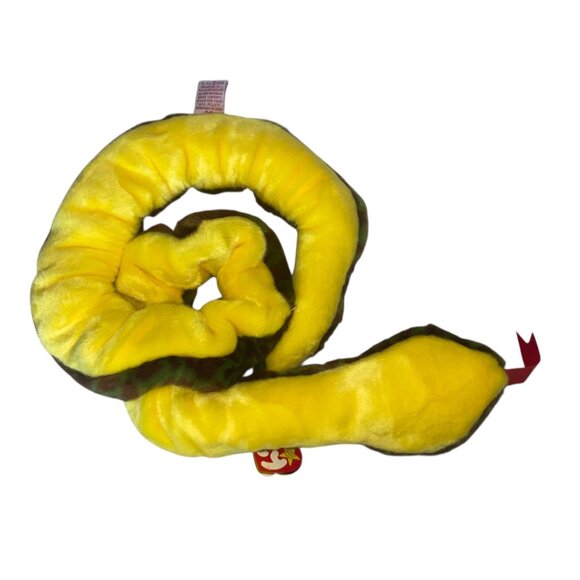 Ty Beanie Buddy Slither Snake Plush Toy 1999 Green & Brown Camo Stuffed Animal - Picture 9 of 11